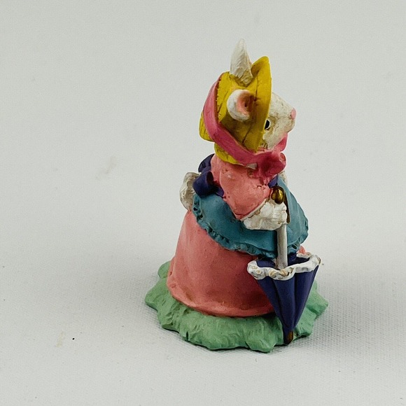 Cottontail Lane Bunny Pink Dress Figurine Resin Purple Parasol Easter Springtime - Picture 2 of 5